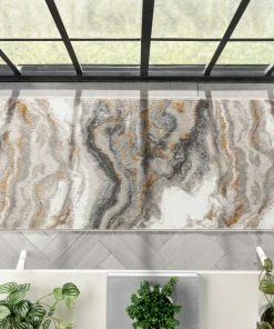 Well Woven Vintage Yara Modern Abstract Grey Rust Rug