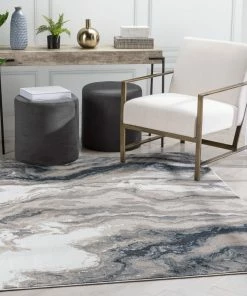 Well Woven Vintage Yara Modern Abstract Grey Rug