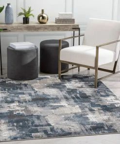 Well Woven Lilith Modern Abstract Grey Blue Rug