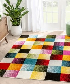 Well Woven Geometric Gateway Multi Modern Square Rug