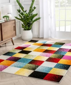 Well Woven Geometric Gateway Multi Modern Square Rug