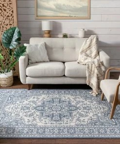 Well Woven Global Benjamin Blue Vintage Medallion Rug