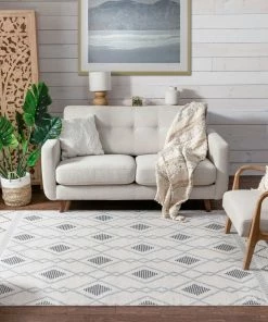 Well Woven Matilda Cream/Grey Modern Tribal Diamond Rug Vintage