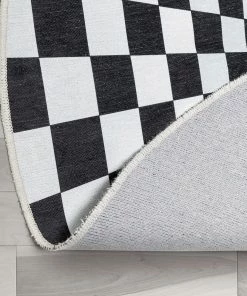 Well Woven Machine Washable Vortex 3D Bottomless Hole Black Ivory Flat-Weave Washable Area Rug