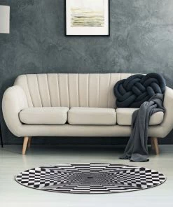 Well Woven Optical Illusion 3D Bottomless Hole Black Ivory Flat-Weave Washable Area Rug
