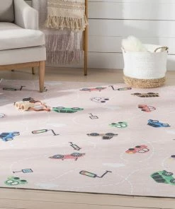 Well Woven Traffic Modern Blush Flat-Weave Washable Kids Rug