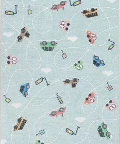 Well Woven Machine Washable Traffic Modern Green Flat-Weave Washable Kids Rug