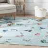 Well Woven Machine Washable Traffic Modern Green Flat-Weave Washable Kids Rug