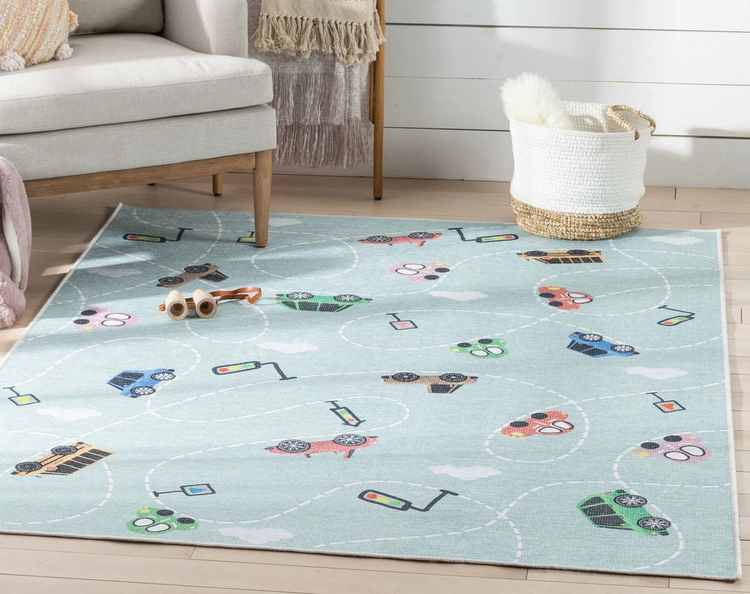 Well Woven Machine Washable Traffic Modern Green Flat-Weave Washable Kids Rug 1 Well Woven Machine Washable Traffic Modern Green Flat-Weave Washable Kids Rug