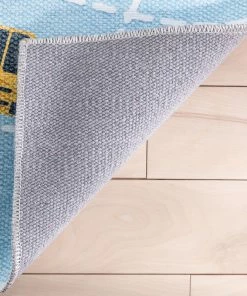 Well Woven Traffic Modern Light Blue Flat-Weave Washable Kids Rug