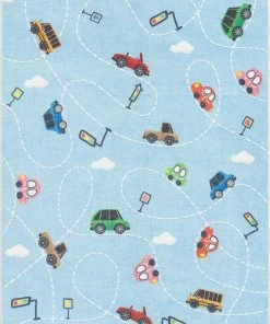 Well Woven Traffic Modern Light Blue Flat-Weave Washable Kids Rug