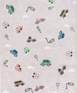 Well Woven Traffic Modern Pink Flat-Weave Washable Kids Rug