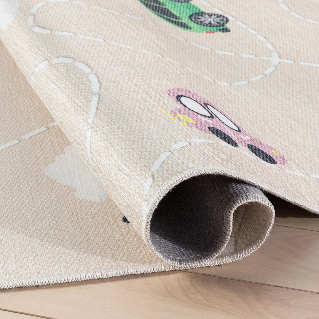 Well Woven Traffic Modern Beige Flat-Weave Washable Kids Rug 5 Well Woven Traffic Modern Beige Flat-Weave Washable Kids Rug