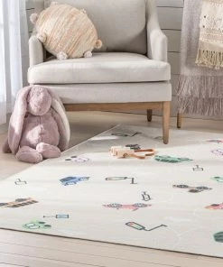 Well Woven Traffic Modern Beige Flat-Weave Washable Kids Rug 16 Well Woven Traffic Modern Beige Flat-Weave Washable Kids Rug