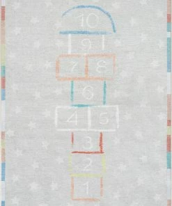 Well Woven Machine Washable Hopscotch Modern Multi Flat-Weave Washable Kids Rug