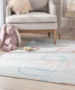 Well Woven Machine Washable Hopscotch Modern Multi Flat-Weave Washable Kids Rug