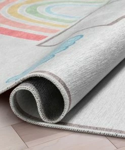 Well Woven Hopscotch Modern Multi Beige Flat-Weave Washable Kids Rug Machine Washable