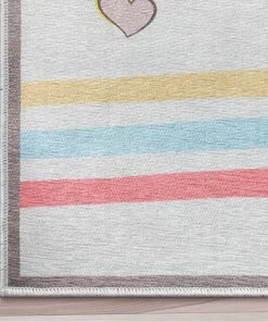 Well Woven Hopscotch Modern Multi Beige Flat-Weave Washable Kids Rug Machine Washable