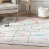Well Woven Hopscotch Modern Multi Beige Flat-Weave Washable Kids Rug Machine Washable