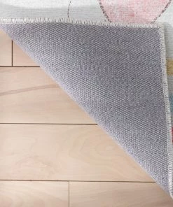 Well Woven Machine Washable Hopscotch Rainbow Modern Multi Beige Flat-Weave Washable Kids Rug