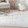 Well Woven Machine Washable Hopscotch Rainbow Modern Multi Beige Flat-Weave Washable Kids Rug