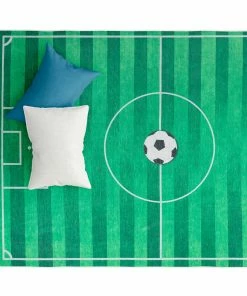 Well Woven Machine Washable Soccer Field Modern Green Flat-Weave Washable Kids Rug