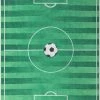 Well Woven Machine Washable Soccer Field Modern Green Flat-Weave Washable Kids Rug