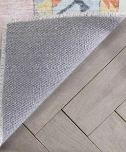 Well Woven Ethnic Soft Medallion Modern Pink Beige Flat-Weave Washable Kids Rug