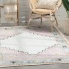 Well Woven Ethnic Soft Medallion Modern Pink Beige Flat-Weave Washable Kids Rug