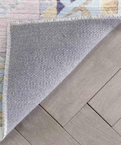 Well Woven Ethnic Soft Medallion Modern Pink Light Blue Flat-Weave Washable Kids Rug Machine Washable