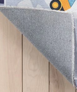 Well Woven Construction Modern Grey Multi Flat-Weave Washable Kids Rug