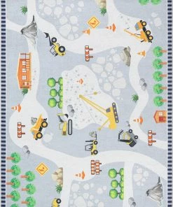 Well Woven Construction Modern Grey Multi Flat-Weave Washable Kids Rug