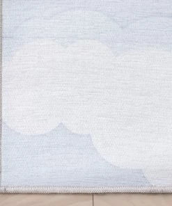 Well Woven Cloud 9 Modern Grey Blue Flat-Weave Washable Kids Rug Machine Washable