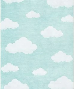 Well Woven Machine Washable Cloud 9 Modern Mint Flat-Weave Washable Kids Rug