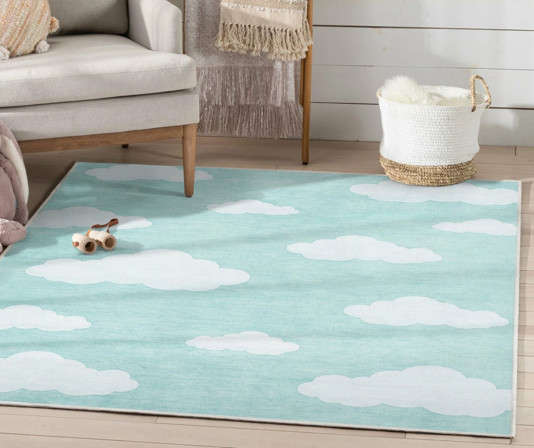 Well Woven Machine Washable Cloud 9 Modern Mint Flat-Weave Washable Kids Rug 1 Well Woven Machine Washable Cloud 9 Modern Mint Flat-Weave Washable Kids Rug