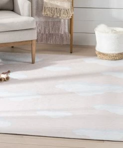 Well Woven Cloud 9 Modern Peach Flat-Weave Washable Kids Rug