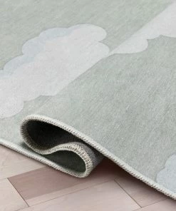 Well Woven Cloud 9 Modern Sage Green Flat-Weave Washable Kids Rug Machine Washable