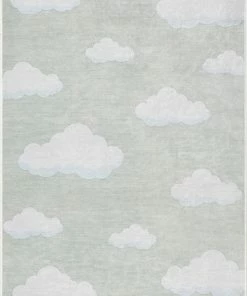 Well Woven Cloud 9 Modern Sage Green Flat-Weave Washable Kids Rug Machine Washable