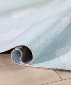 Well Woven Cloud 9 Modern Light Blue Flat-Weave Washable Kids Rug
