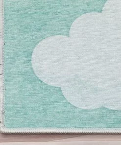 Well Woven Cloud 9 Modern Green Flat-Weave Washable Kids Rug Machine Washable