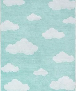 Well Woven Cloud 9 Modern Green Flat-Weave Washable Kids Rug Machine Washable