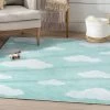 Well Woven Cloud 9 Modern Green Flat-Weave Washable Kids Rug Machine Washable
