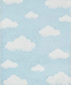 Well Woven Cloud 9 Modern Blue Flat-Weave Washable Kids Rug
