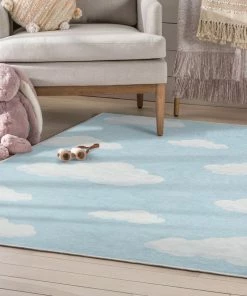 Well Woven Cloud 9 Modern Blue Flat-Weave Washable Kids Rug 13 Well Woven Cloud 9 Modern Blue Flat-Weave Washable Kids Rug