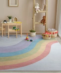 Well Woven Rainbow Modern Multi Color Flat-Weave Washable Area Rug