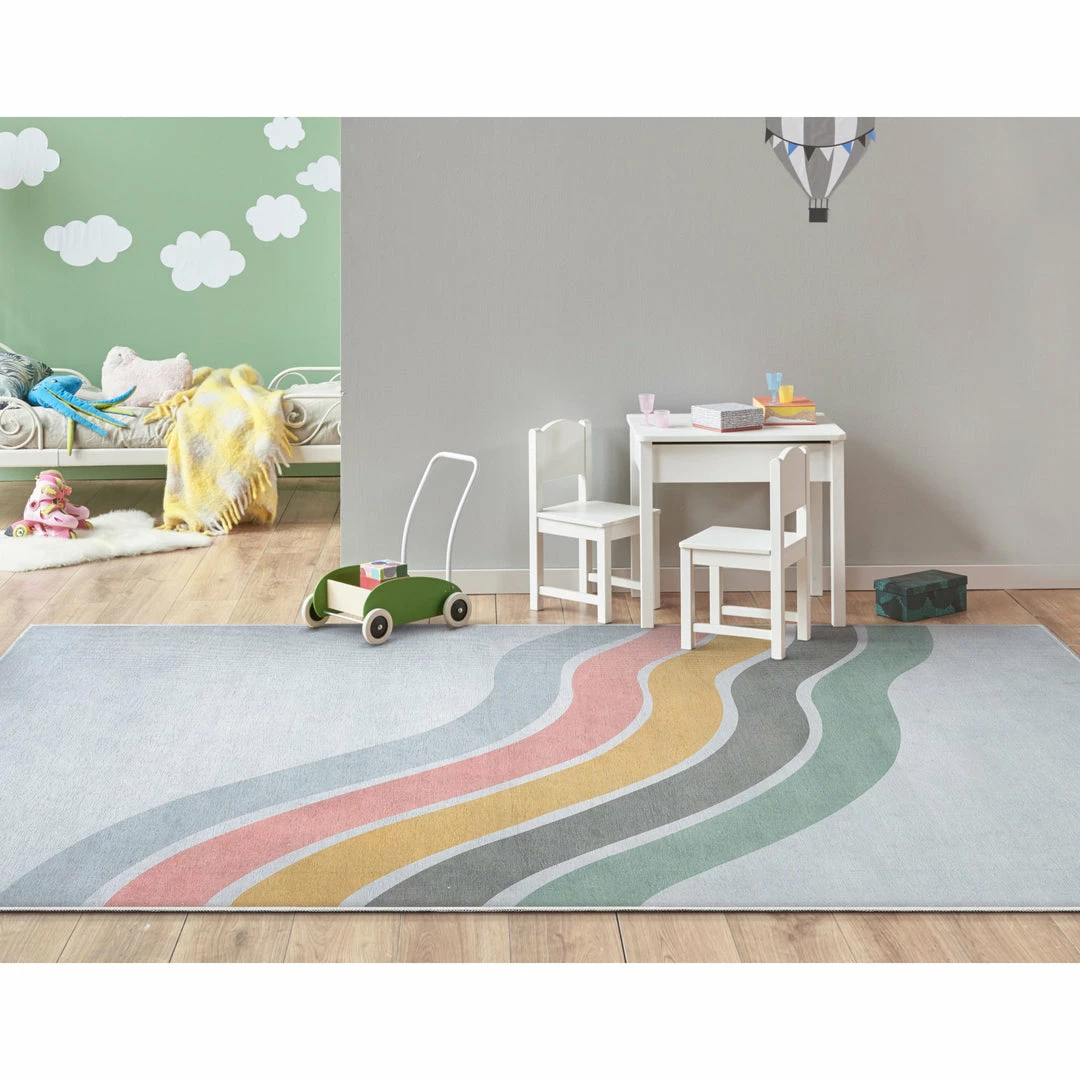 Well Woven Machine Washable Curved Rainbow Modern Multi Color Flat-Weave Washable Area Rug 8 Well Woven Machine Washable Curved Rainbow Modern Multi Color Flat-Weave Washable Area Rug