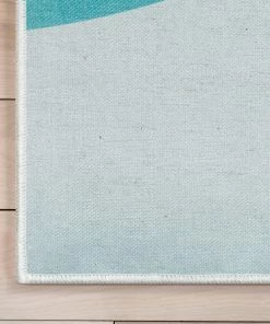 Well Woven Curved Rainbow Modern Multi Color Blue Flat-Weave Washable Area Rug