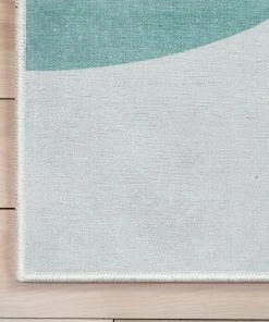 Well Woven Curved Rainbow Modern Multi Color Green Flat-Weave Washable Area Rug Machine Washable