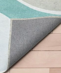 Well Woven Curved Rainbow Modern Multi Color Green Flat-Weave Washable Area Rug Machine Washable