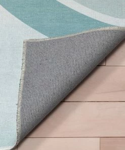 Well Woven Curved Rainbow Modern Multi Color Purple Flat-Weave Washable Area Rug Machine Washable